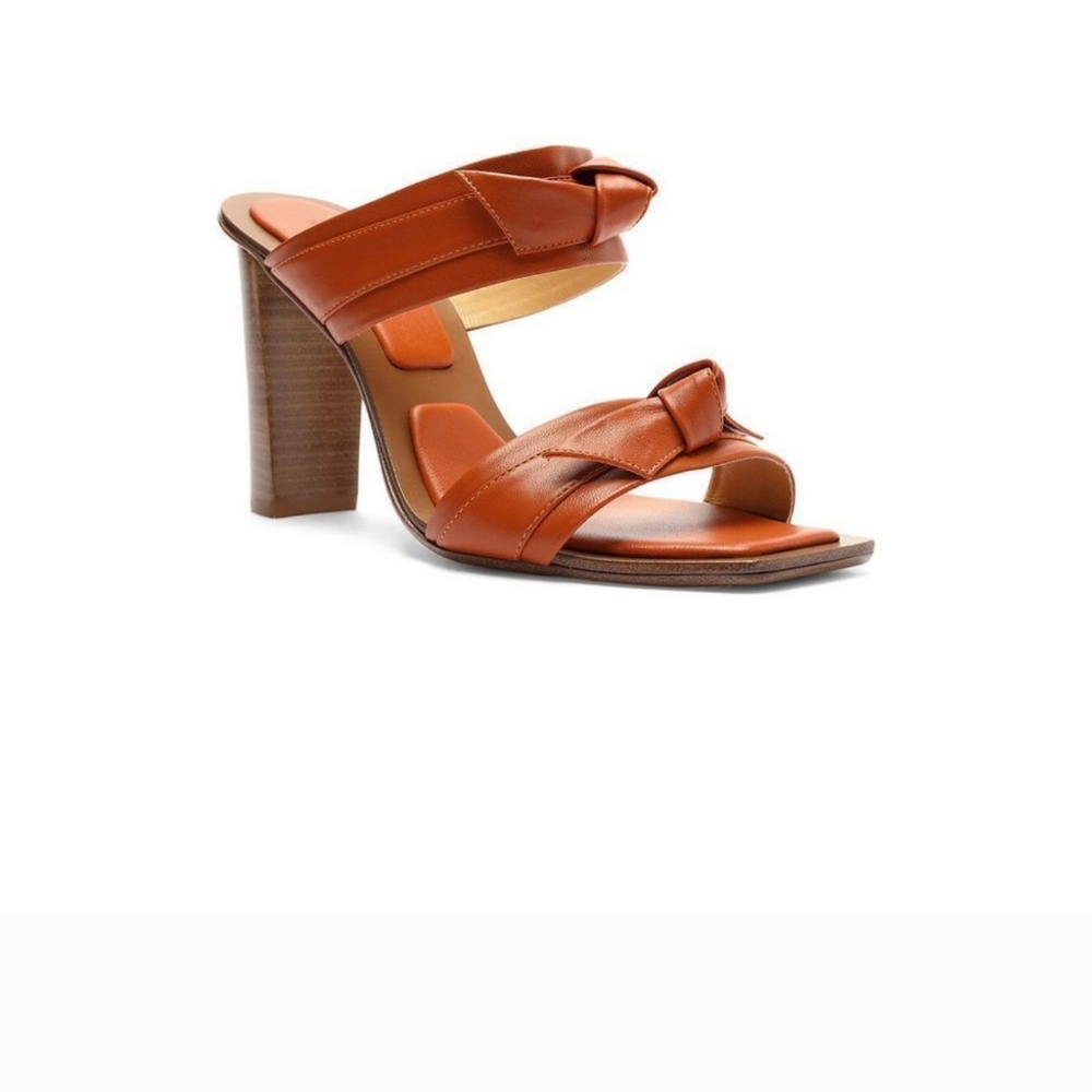 EUC Alexandre Birman "Clarita Padded 90 Leather Mules" in Tan, Size 37 (US 7)